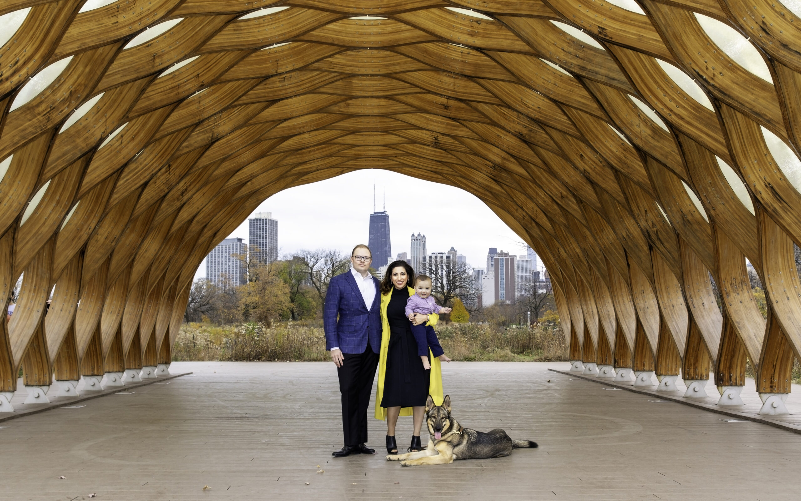 family portrait at chicago's Lincoln Park honeycomb