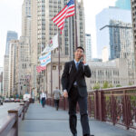 intern walking along chicago river